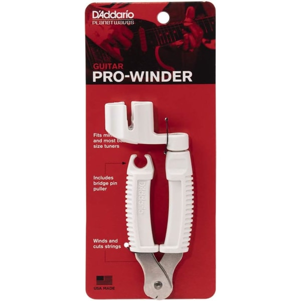 D'Addario Accessories Pro-Winder strängvinda och avbitare, vit, DP0002W White Single