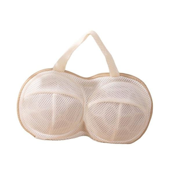 Polyester bh-vaskepose, mesh-vaskepose til bh'er med integreret blød støtte (beige)
