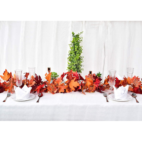 2 Pakke Efterårsguirlande Ahornblad, 5,9Ft/Stk Hængende Vingguirlande Kunstig Efterårsløv Guirlande Thanksgiving Dekoration til Hjem Bryllup Pejs Red