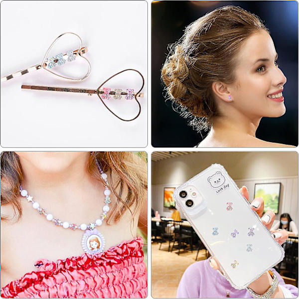 12 väriä 60 kappaletta 3d karhu hartsi kynsien koristeet kristallikarhu kynsihelmet diy manikyyri koristeet glitter