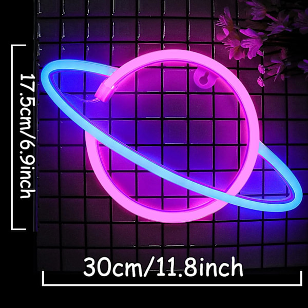 Planet Neon-skilt, Cisteen Led Neon-lysskilt drevet av batteri eller USB, veggdekor Led-lys hjemmedekorasjon hengende kunst Neon-skilt for soverom Pblue Pink