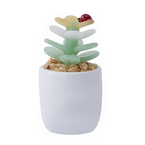 Mini glas kaktus ornament - til skrivebord - håndlavet J
