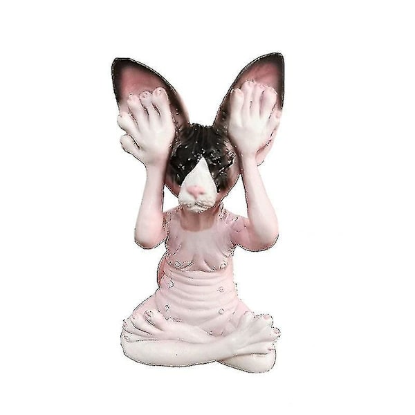 Resin Kat Figur Yoga Sphynx Meditation Statue Samleobjekt Dyreskulptur Mikro Dekoration Have Hjem Indretning Hs