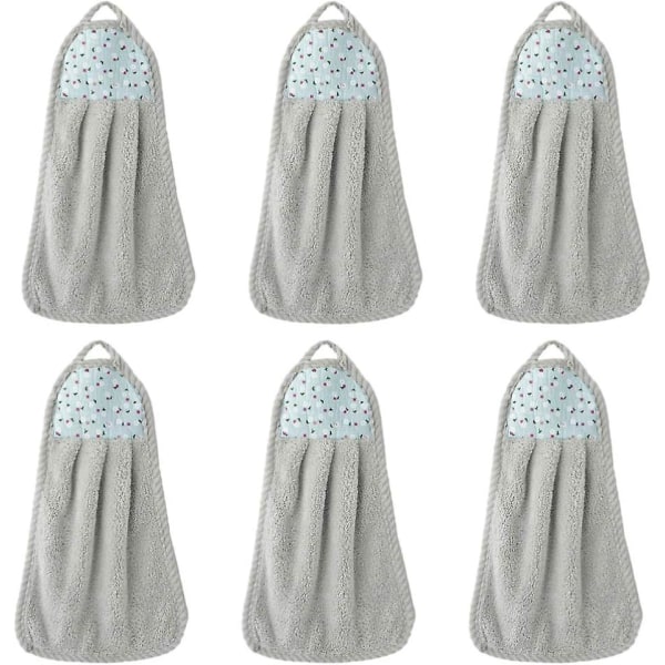 6 st hängande handdukar korallfleecehandduk Vattenabsorberande handduk för hem kök badrum grå
