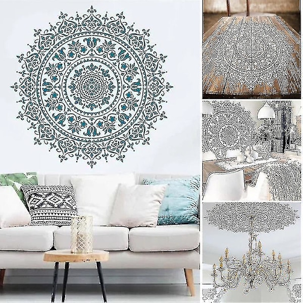 Stor återanvändbar Mandala stencilmålning på trämallar Scrapbookingmålning för väggdukpapperstyg