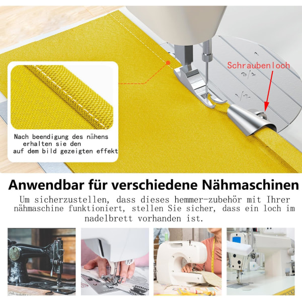 4 stk. symaskinetilbehør rullet sømkant trykfod, sytilbehør med 4 størrelser (7-10 mm) rustfrit stål syet rullet sømkant trykfod til H Sewing Hemming(710mm)