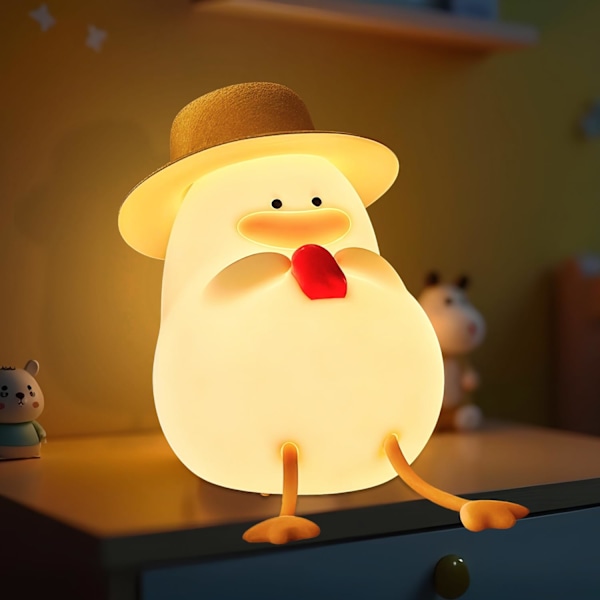 Anklampa, Söt Silikon Nattlampa för Barn, Dimbar LED Sänglampa, Nattlampa för Småbarn i Sovrummet, Söt Rumsdekor (Med Huv)