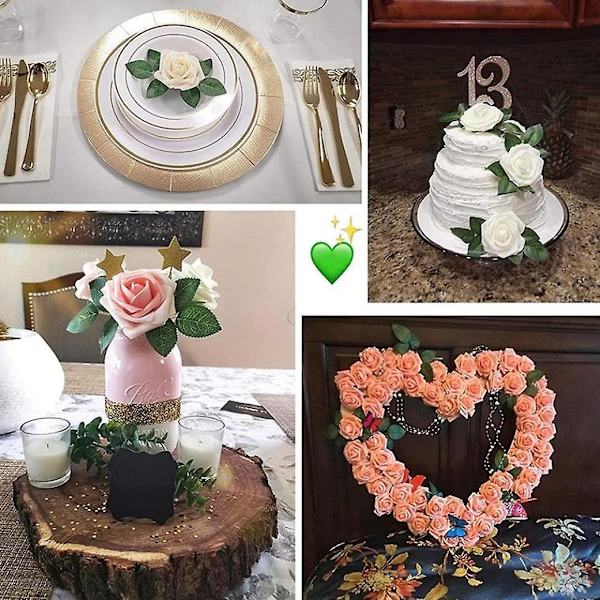 Kunstige Blomster Blade Realistiske Falske Roser Til Guirlander Diy Håndværk Fest Dekoration Bryllupsbuket Rose Vine Midterstykker Hjem Dekoration 50stk