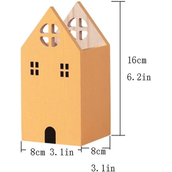 Pieni talon muotoinen kynäsäilytyslaatikko, söpö pöytäkoristelu, perheen suurikapasiteettinen kynäteline (väri: keltainen)