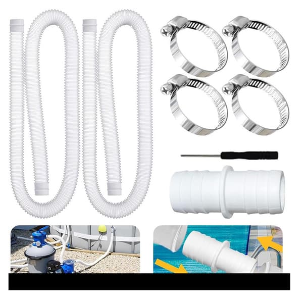 32 mm poolslang, 150 cm lång, vit, 2 stycken