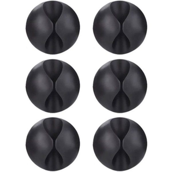 6 kaapeli pidikettä X-kaapelille, monikäyttöiset pidikkeet työpöydälle, virtajohdolle, USB-johdolle, kuulokejohdolle, TV-johdolle, PC/kannettavan tietokoneen johdolle, kotitoimistoon - musta Pack of 6, Black A6 Pack, Black