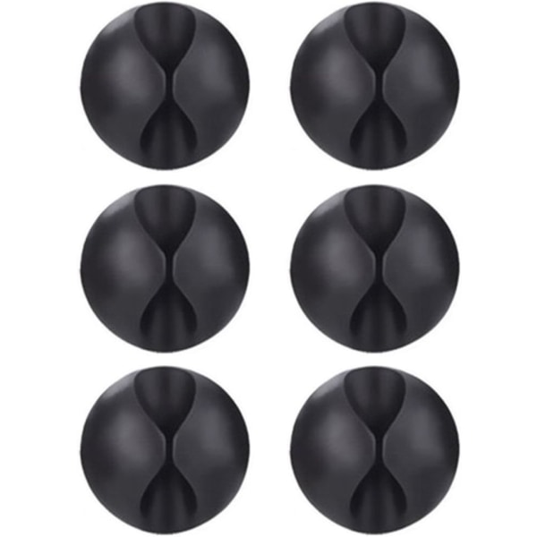 6 kabelklips for X-kabel, multifunksjonsklips for skrivebord, strømkabel, USB-kabel, hodetelefonkabel, TV-kabel, PC/laptop-kabel, hjemmekontor - svart Pack of 6, Black A6 Pack, Black