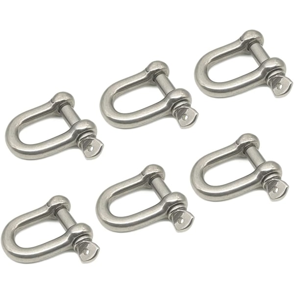 D-ring-lås - M6/0,236\", 304 rustfrit stål D-ring til kraftig konstruktion, rigning, køretøjsredning, træk, surringer, ophængning - 6 M66 Pcs M66 Pcs