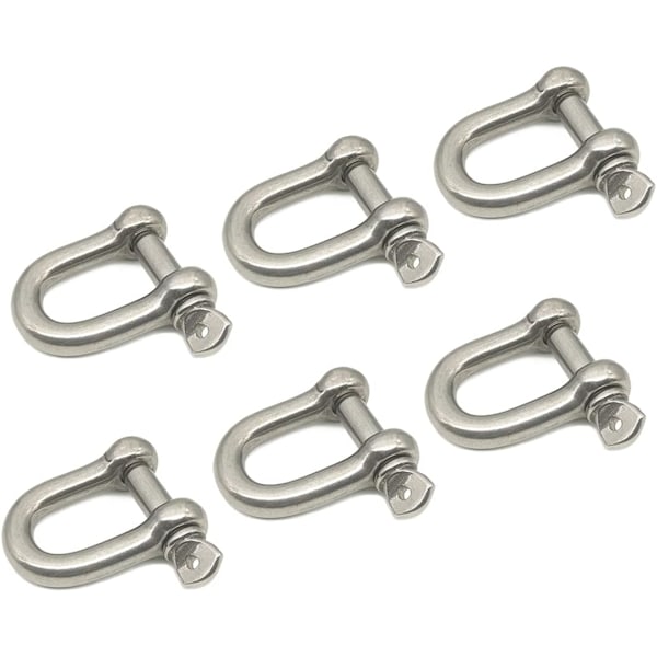 D-ringlås-M6/0,236\", 304 rustfritt stål D-ring for tung konstruksjon, rigging, bilberging, tauing, surringer, henging-6 M66 Pcs M66 Pcs