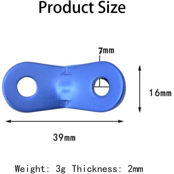 Blå, 15 stk, tau-strammer, tau-strammer for camping, 2 hull aluminium vindtau-strammer for telt presenninger fotturer camping