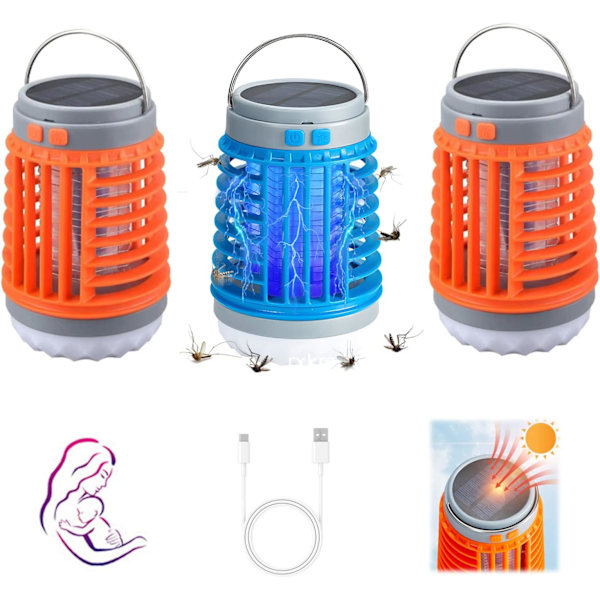Tappaja, 2024 Uusi Zaptek Hyttysten Zapper, BuzzBlast, USB-lataus ja aurinko, Loistava ulko- ja sisätiloihin (3 kpl) 3Pcs