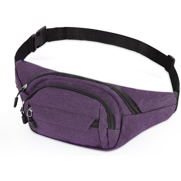 Bum Bag - Vyölaukut naisille ja miehille, matkavatsalaukku naisille, vyölaukku juoksuun ja kävelyyn, vedenpitävät Bum Bagit Crossbody Säädettävä Lig Purple