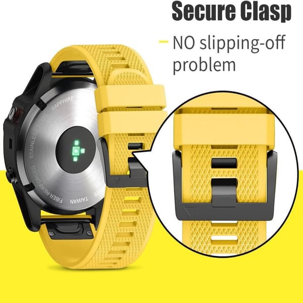 Til Fenix5/6/7/7x/6x/5X Rem 26mm Silikonerem yellow