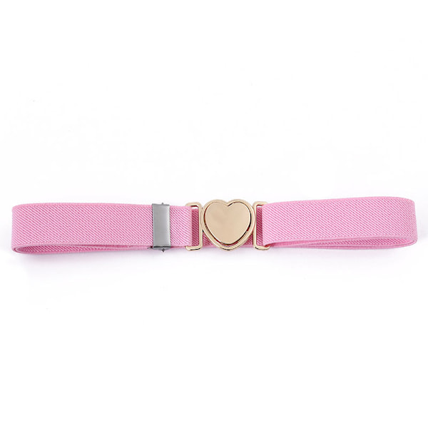 Elastiskt bälte för flickor med hjärtformat spänne, justerbart elastiskt bälte för småbarn, sött hjärtdekorerat bälte (rosa) pink