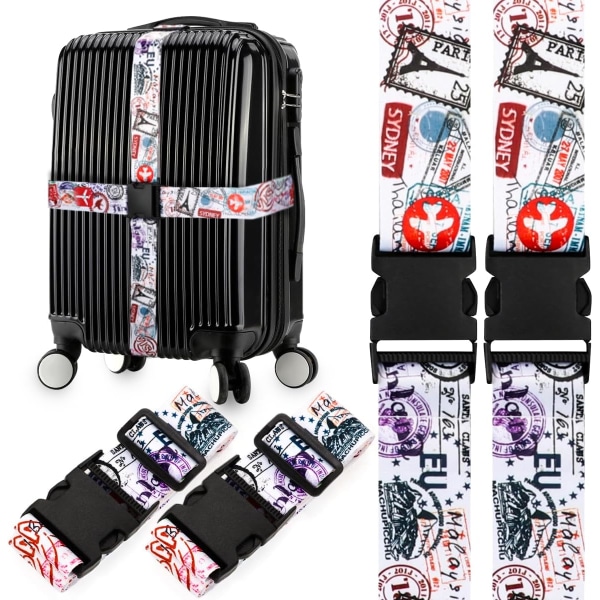 2-pack resväskor remmar för resväskor justerbar resväska bälte resväska rem reseväska tillbehör 2 PackWhite