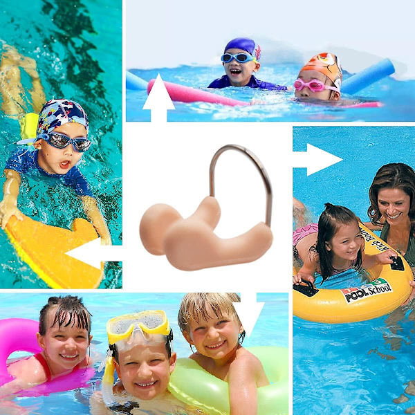 12 stycken unisex näsklämma bekväm simning näsplugg vattentät silikon näsklämma skydd med mjuk stoppning för fritidsswimare, beige