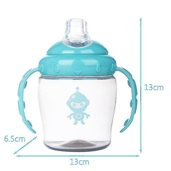Baby blød mund Sippy Cup Lækagesikker sikkerhedsflaske Spædbørnsvand Mælkeflaske (blå)