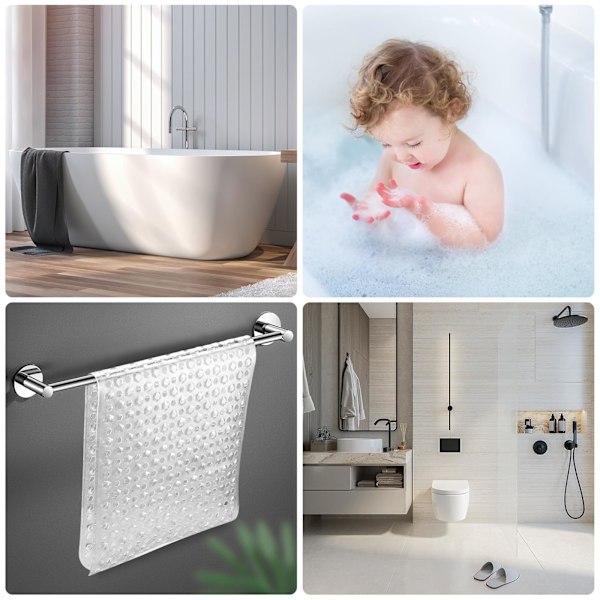 Halkfri badrumsmatta Lyxig extra lång badkarsmatta Säker stark sugkopp och dräneringshål Badrumstillbehör Transparent vit 100*40cm White 100*40cm