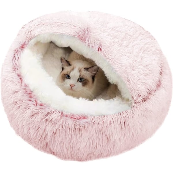 Cat Lugnande säng Liten hundsäng, 2 i 1 plysch donut cuddler boet varm mjuk plysch hund katt kudde med mysig svamp halkfri botten för små medelstora husdjur