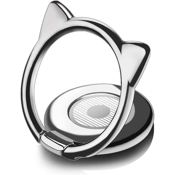 Telefonholder, Cat Phone Ring Holder Ultra Slim 360 graders rotasjon Universal Phone, Sølv