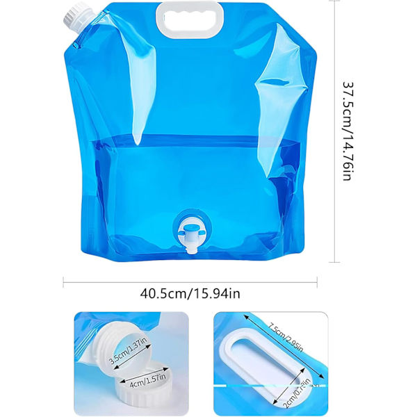 3 st Bärbar Camping Vattenpåse, Plast Vattenpåse, Vattenbehållare, Fällbar Vattenbärare, Utomhus Fällbar Vattenpåse, 10L, för Sport, Vandring, Camping