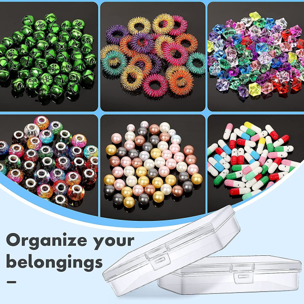 6 stk mini-beholderesker for oppbevaring av perler i klar plast for å samle små gjenstander, perler, smykker, visittkort, håndverk