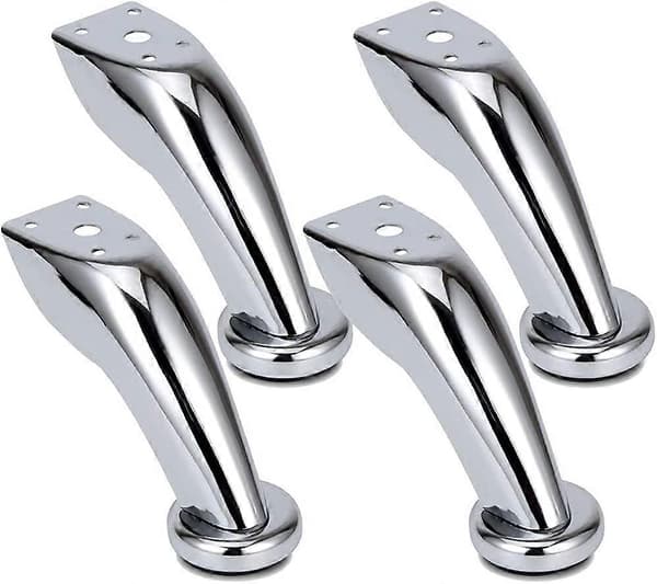 4 stk. Tykke Sofaben i Rustfrit Stål, Kromben