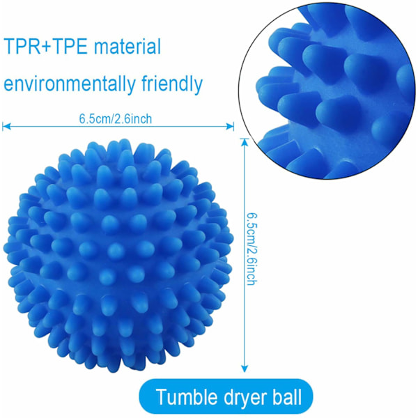 15 Stycken Torkbollar för Torktumlare med Nytt Icke-Smältande Mjukt Bollmaterial, Gör Kläder Mjuka och Fluffiga, Minskar Rynkor och Statisk Elektricitet (Blå) blue