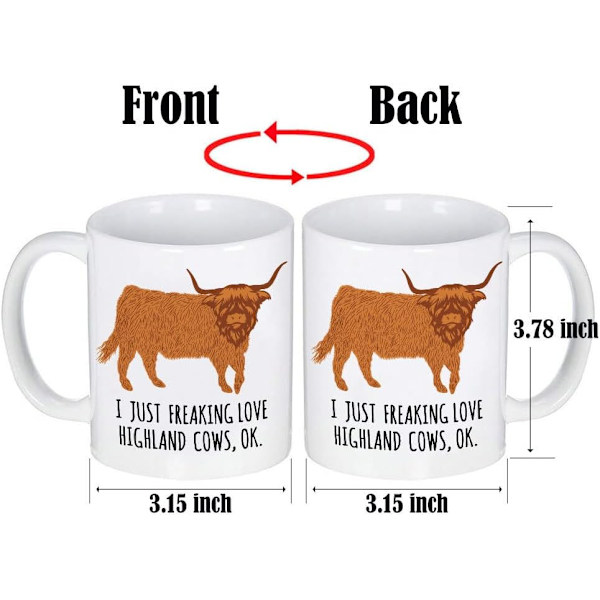 Highland-nautakahvimuki, 11oz Highland-karjakeraaminen muki teemäitokuppi, hauskat gag-lahjaideat valkoinen elefantti aikuisille miehille naisille ystäville lehmän ystäville Highland Cow
