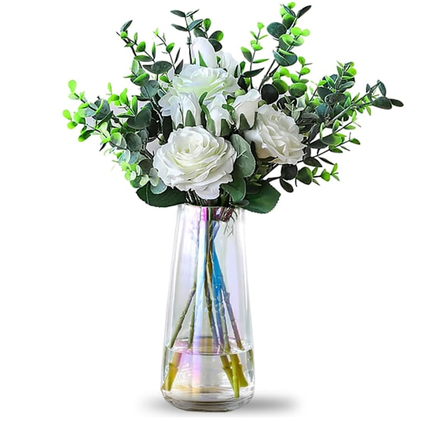 Vase til Blomst Farverig Glasvase Irised Glasvase ins Moderne Glas Høj Vase dekor moderne til hjemmekontor Stue Soveværelse Borddekorationer, 22×10cm