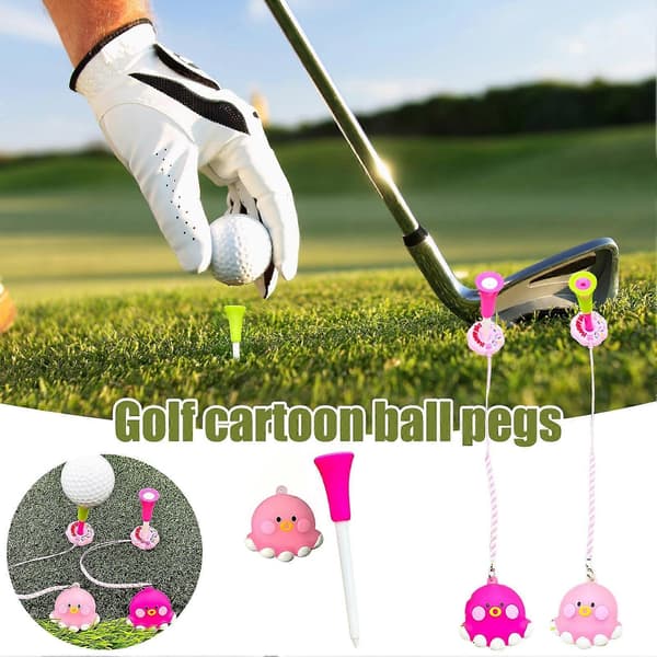 Blæksprutte Golf Tee Hanger Plast Anti Lost Golf Tee Ring med Rem Tab Forebyggelse Tee Holder Golf Pink