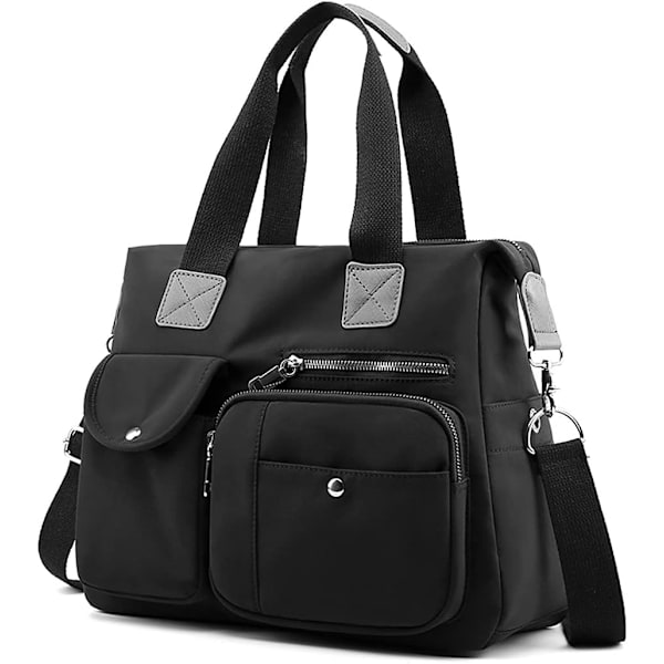 Tote tasker til kvinder - stilfuld nylon skuldertaske - håndtaske med top håndtag - multi lommer - arbejdstasker - vandafvisende rejse crossbody messenger taske