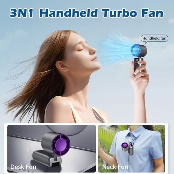 Bærbar køleventilator, mini solid-state turboventilator, lang batterilevetid.