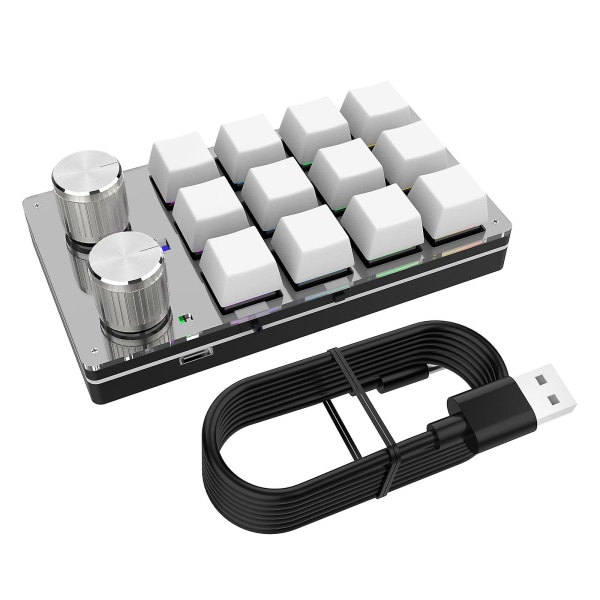 12 tangenter 2 knappar Liten spel tangentbord Diy programmerbart tangentbord med USB-kabel
