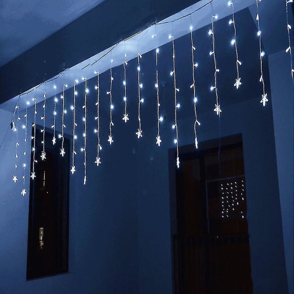 Forskellige Formede Led Gardin String Light Party Have Farverig Udendørsbelysning Home Decor UK Adapter White Snowflake