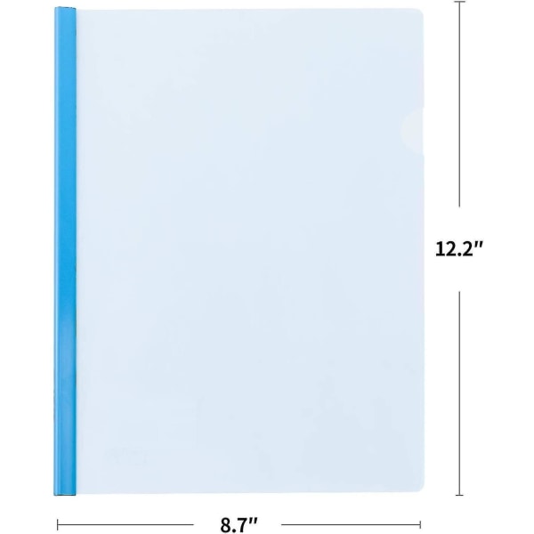 10 Pack Sliding Bar Clear Report Covers, Transparent Resume Presentation File Folders Organizer Binder For A4 Size Paper, Blue