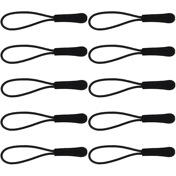 Holdbar Nylon Snor Trækker Lynlås Anti Slip Gripper Forlængelse Lynlås Tag Udskiftning Sort 100stk