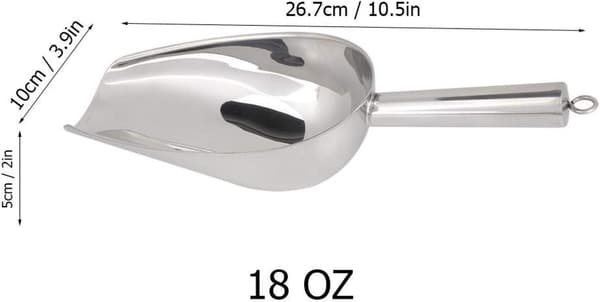 Metalskovl, 510 g metalskovl til dyrefoder, isskovl i rustfrit stål, trapezformet skovl til kaffebønner og mel