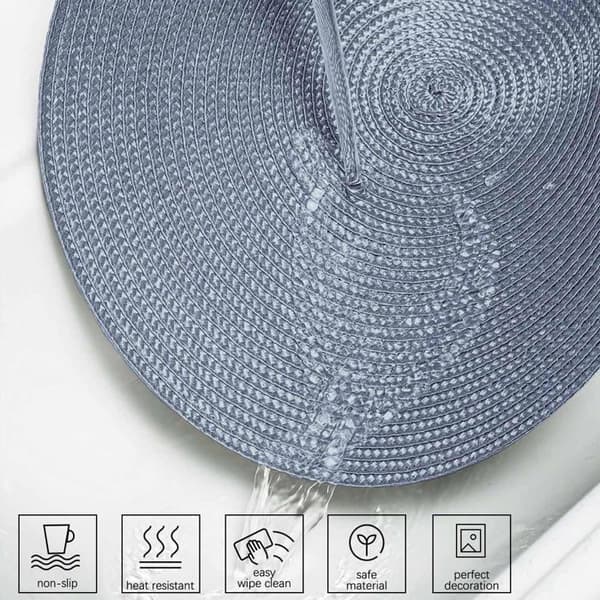 4 kpl pyöreitä käsinpunottuja tabletteja – 38 cm, hopea