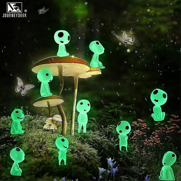 10 stk Utendørs glødende lysende spøkelsestre alver Mikro Landskap Figur Ornament Miniatyr Hage Statue Potted Hjem Dekorasjon