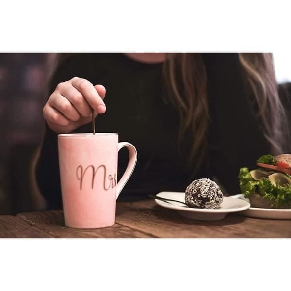 Keramikmugg - BRAND - 2 st - Grå och rosa - Modern design - Perfekt present