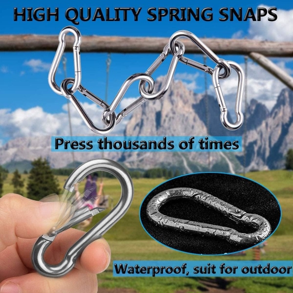 Fjærkarabinkroker, 304 rustfritt stål metallklips, kraftig tauforbindelse, liten snapklemme, nøkkelringlenke, spenne for hengekøye, gyngesett, utendørs Stainless Steel 1.57inch(m4)8pcs