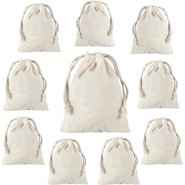 10 små stoffposer til maling, miniposer til gaver beige 9*12cm