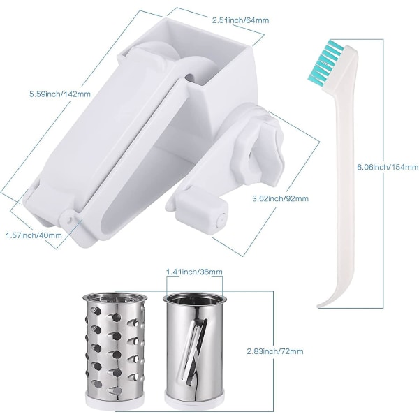 Botao roterande ostriv, parmesanost rivjärn med 3 sorters trumblad, frukt/ostskiva, mekaniskt rivjärn för kök, rostfritt stål Ha