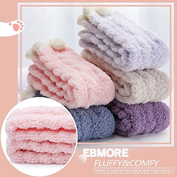 Fluffy og myke sokker for kvinner, myke fleece-hjemmesko, koselige plysj vintersokker, senggave, damesockker